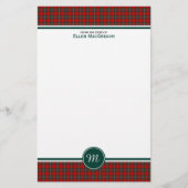 MacGregor Clan Tartan Rood en Groen Plaid Monogram Briefpapier (Voorkant)
