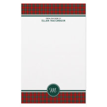 MacGregor Clan Tartan Rood en Groen Plaid Monogram