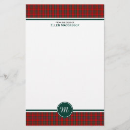 MacGregor Clan Tartan Rood en Groen Plaid Monogram Briefpapier