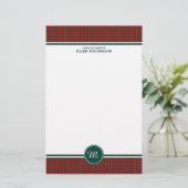 MacGregor Clan Tartan Rood en Groen Plaid Monogram Briefpapier (Staand voorkant)