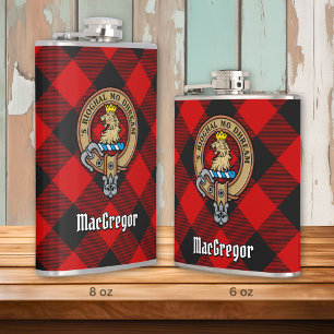 MacGregor Crest over Rob Roy Tartan Heupfles