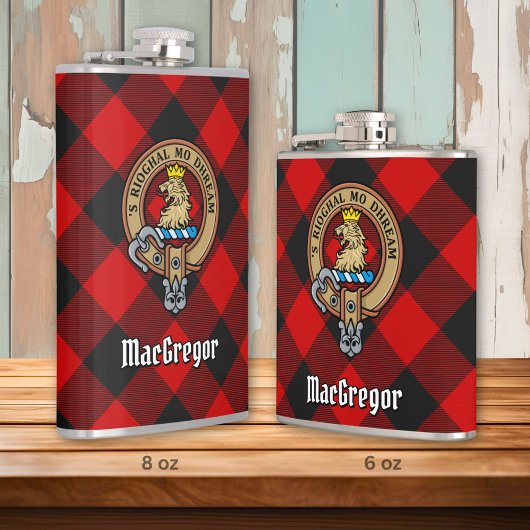 MacGregor Crest over Rob Roy Tartan Heupfles