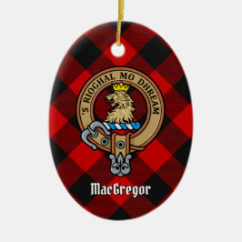 MacGregor Crest over Rob Roy Tartan Keramisch Ornament