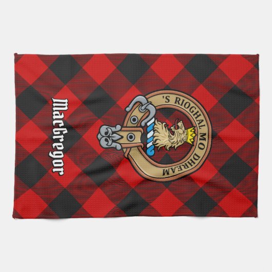 MacGregor Crest over Rob Roy Tartan Kitchen Towel Theedoek (Horizontaal)