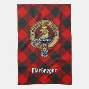 MacGregor Crest over Rob Roy Tartan Kitchen Towel Theedoek