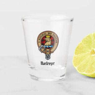 MacGregor Crest over Rob Roy Tartan Shot Glass Glas