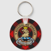 MacGregor Crest over Rob Roy Tartan Sleutelhanger (Voorkant)