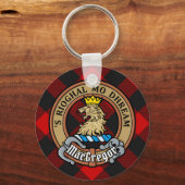 MacGregor Crest over Rob Roy Tartan Sleutelhanger (Voorkant)