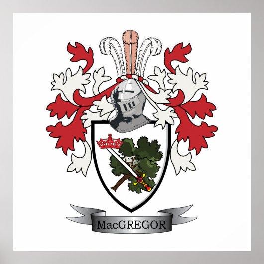 MacGregor Family Crest Coat of Arms Poster (Voorkant)