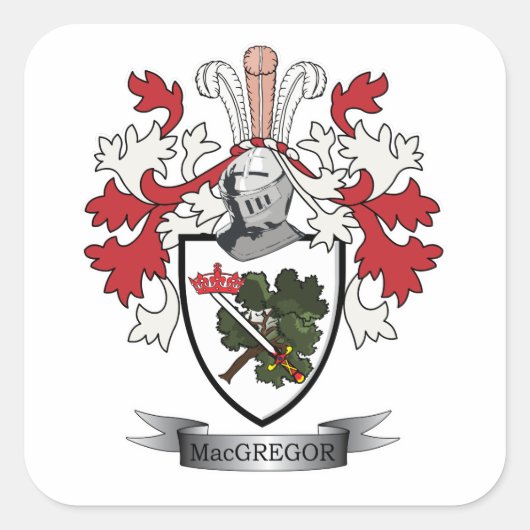MacGregor Family Crest Coat of Arms Vierkante Sticker (Voorkant)