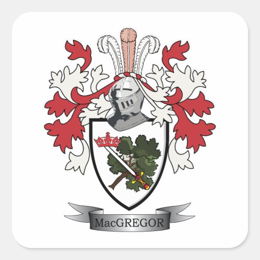 MacGregor Family Crest Coat of Arms Vierkante Sticker (Voorkant)