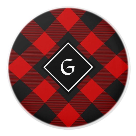 MacGregor Rob Roy Tartan Ceramic Knob. Keramische Knop (Voorkant)