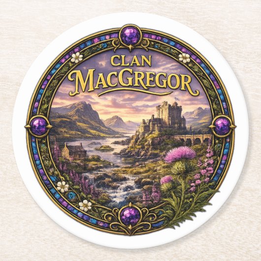 MacGregor Schotse Clan Ronde Kartonnen Onderzetter (Voorkant)