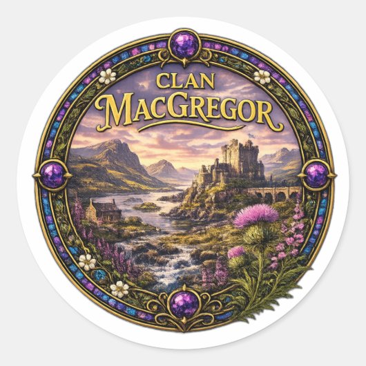 MacGregor Schotse Clan Ronde Sticker (Voorkant)