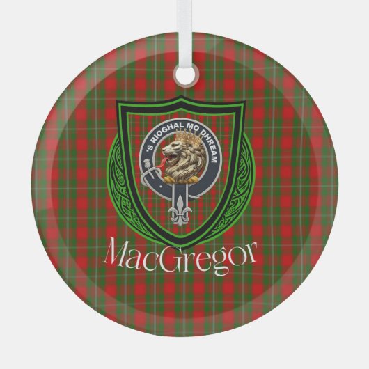 MacGregor Schotse Clan Tartan & Crest Glas Ornament (Voorkant)