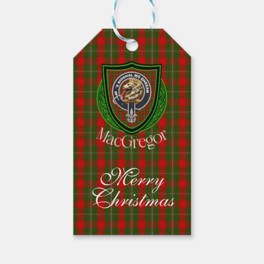 MacGregor Schotse Clan Tartan & Wapen Cadeaulabel (Voorkant)