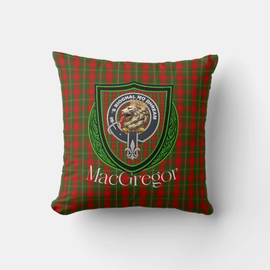 MacGregor Schotse Clan Tartan & Wapen Kussen (Voorkant)