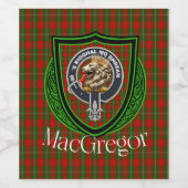MacGregor Schotse Clan Tartan & Wapen Wijn Etiket (Enkel label)