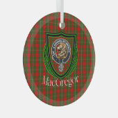 MacGregor Scottish Clan Tartan & Crest Glas Ornament (Voorkant Rechts)