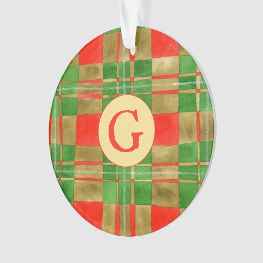 MACGREGOR TARTAN Acryl Cirkel Ornament + Initiaal (voorkant)