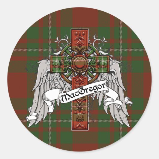 MacGregor Tartan Cross Ronde Sticker (Voorkant)