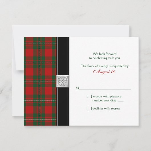 MacGregor Tartan Huwelijkskaart Antwoordkaart RSVP Kaartje (Voorkant)
