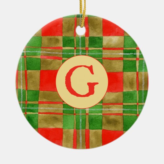 MACGREGOR TARTAN keramische cirkel Ornament + Init (Voorkant)