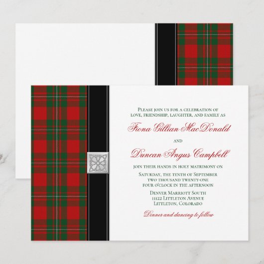 MacGregor Tartan Wedding Invitation Kaart (Voorkant / Achterkant)
