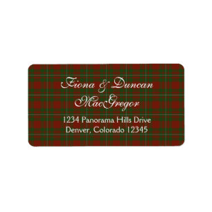 MacGregor van Cardney Tartan Retouradreslabel Etiket