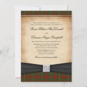 MacGregor van Cardney Tartan Wedding Invitation Kaart