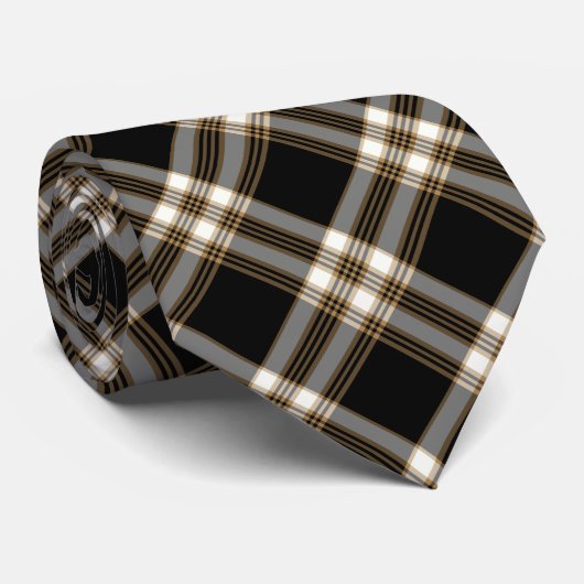 MacGuinness Tartan Black en Tan Irish Pset Stropdas (Opgerold)