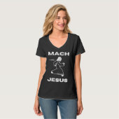 Mach Jesus  Jesus Running Religious Christian T-shirt (Voorkant volledig)