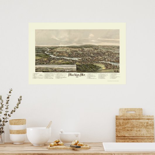 Machias, ME Panorama - 1896 Poster (Keuken)