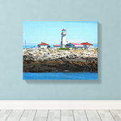 Machias Seal Island Lighthouse Canvas Print (Insitu (Houten vloer))