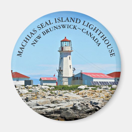 Machias Seal Island Lighthouse, NB Round Magnet (Voorkant)
