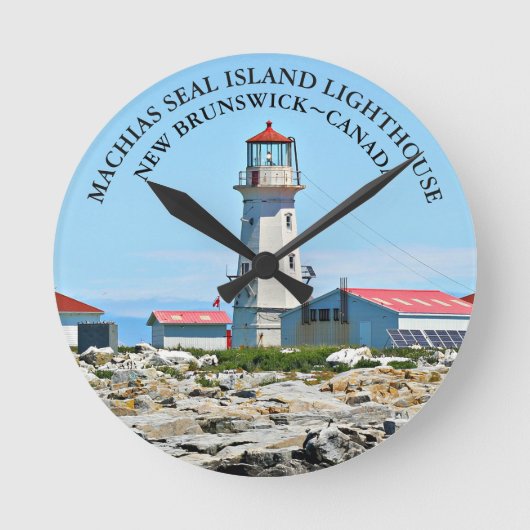 Machias Seal Island Lighthouse, NB Wall Clock Ronde Klok (Voorkant)