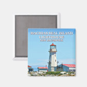 Machias Seal Island Lighthouse Square Magnet (Voorkant / Achterkant)