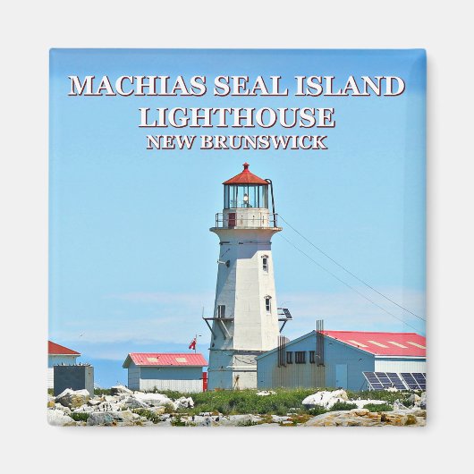 Machias Seal Island Lighthouse Square Magnet (Voorkant)
