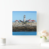 Machias Seal Island Lighthouse Wall Clock Vierkante Klok (Huis)