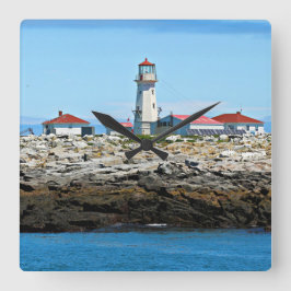Machias Seal Island Lighthouse Wall Clock Vierkante Klok