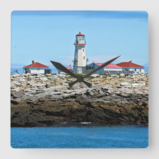 Machias Seal Island Lighthouse Wall Clock Vierkante Klok (Voorkant)