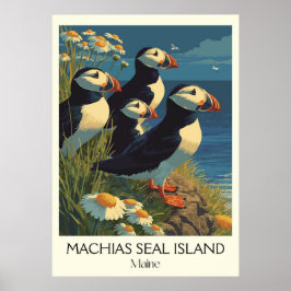 Machias Seal Island ME  Puffin Bird Art Poster