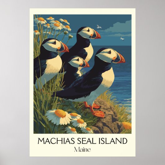 Machias Seal Island ME  Puffin Bird Art Poster (Voorkant)
