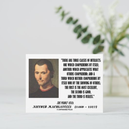 Machiavelli drie klassen Intellects Quote Briefkaart (Staand voorkant)