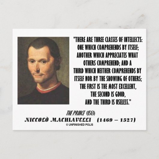 Machiavelli drie klassen Intellects Quote Briefkaart (Voorkant)