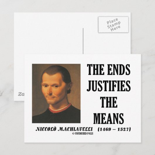 Machiavelli eindigt rechtvaardigt het citaat van m briefkaart (Voorkant / Achterkant)