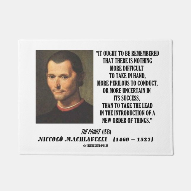 Machiavelli leidt tot een nieuwe orde van zaken deurmat (Voorkant)