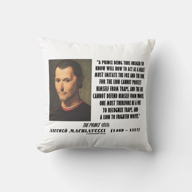 Machiavelli Prince Imitate Fox en Lion Quote Kussen (Voorkant)