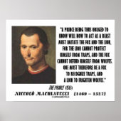 Machiavelli Prince Imitate Fox en Lion Quote Poster (Voorkant)