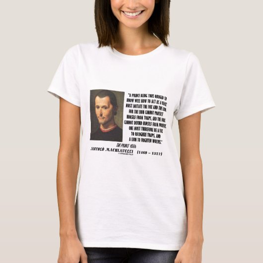 Machiavelli Prince Imitate Fox en Lion Quote T-shirt (Voorkant)